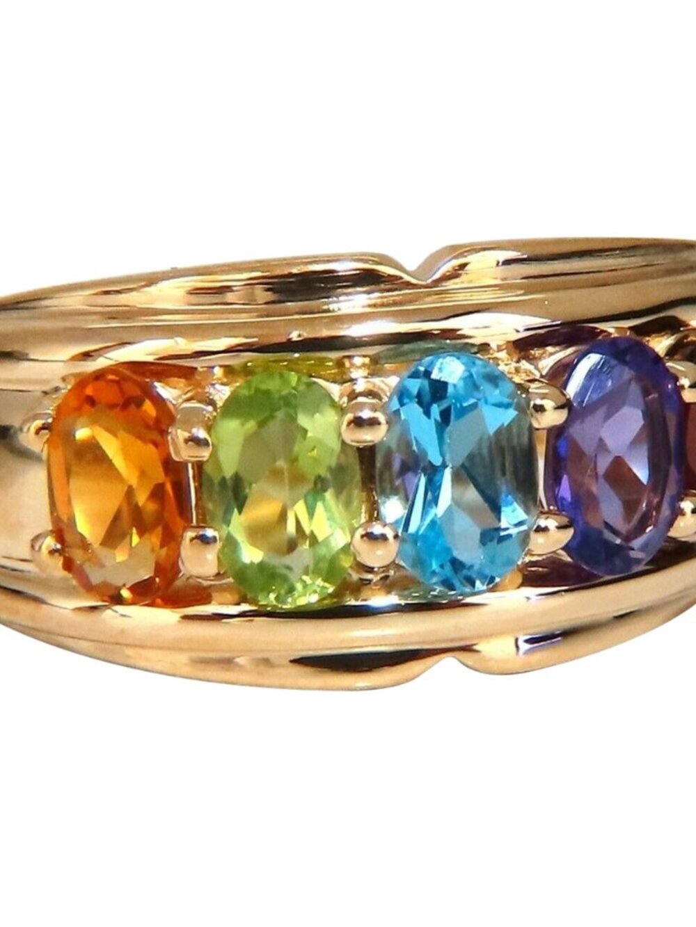 Natural amethyst topaz peridot garnet citrine mother's ring 14 karat*